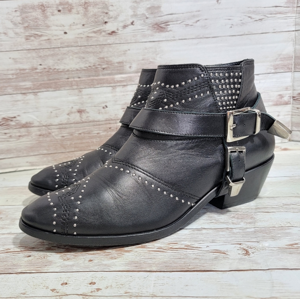 Anine Bing Bianca studded black harness ankle boots